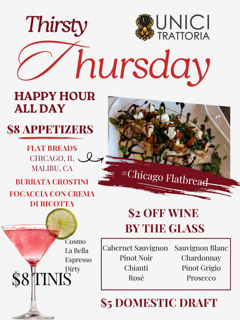 Thirsty Thursday. Happy Hour All Day.